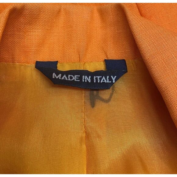Versace Sport Orange Double Breast Linen Harlequin Flip Cuff Blazer Jacket Sz 40 - Picture 5 of 9